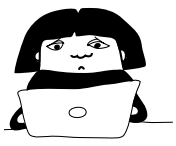 cartoon girl on computer